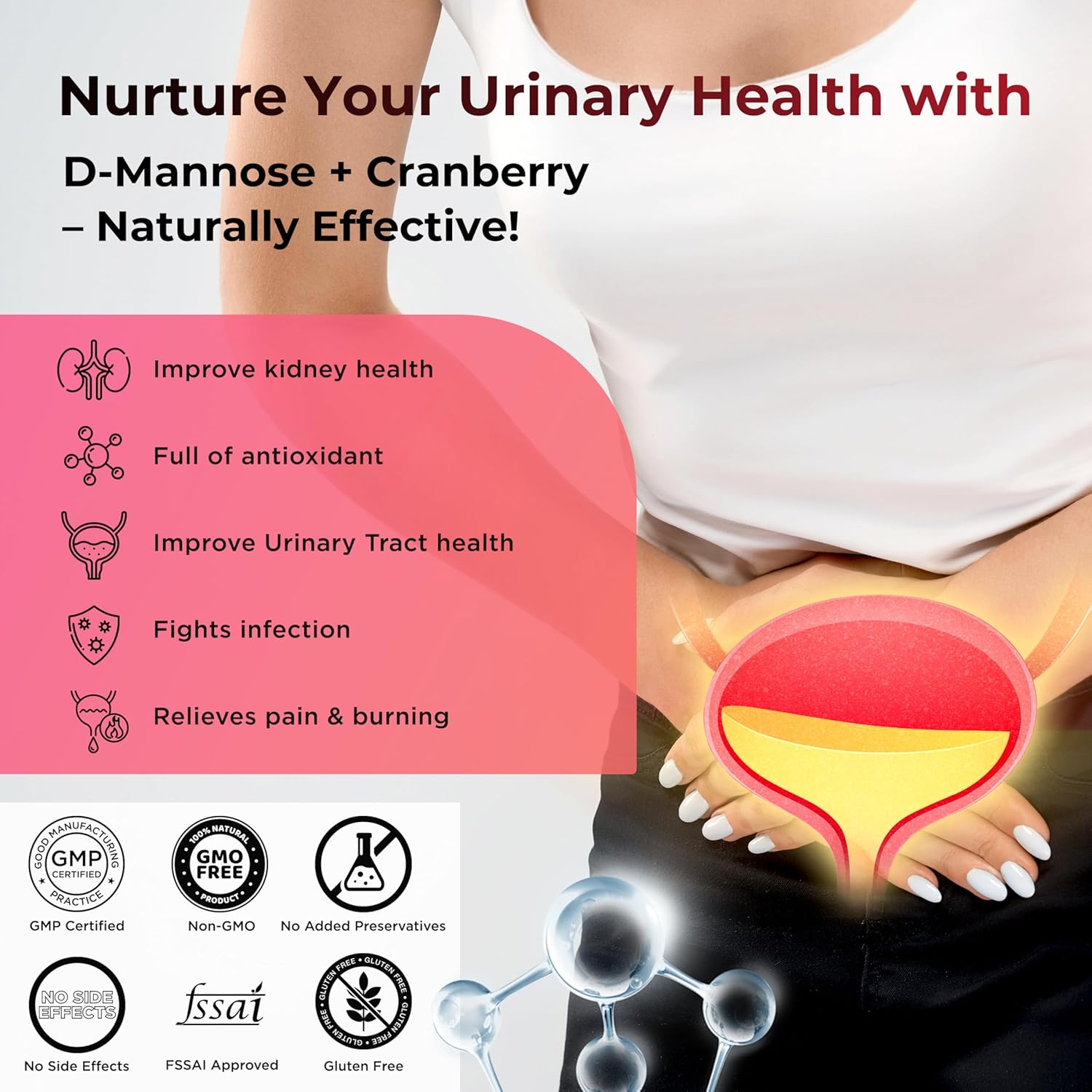 HEALTH VEDA ORGANICS PRIVATE LIMITED D-Mannose 500 mg + Cranberry Extract 200 mg | 120 Veg Tablets I Supports Kidney Health & Urinary Tract Infection - Image 4