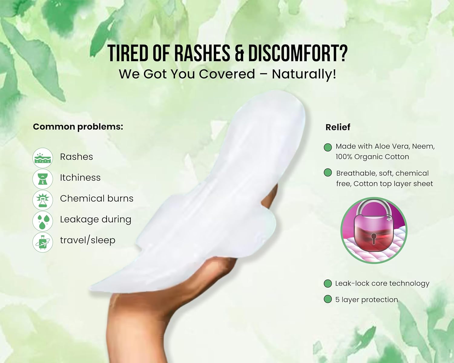 Herbal Sanitary Pads Women XXL – 12 Pads With Disposable Cover | Infused with Aloe Vera, Camel Grass & Neem Powder | Rash-Free, Biodegradable | 5-Layer Leak Protection for Heavy Flow - Image 5