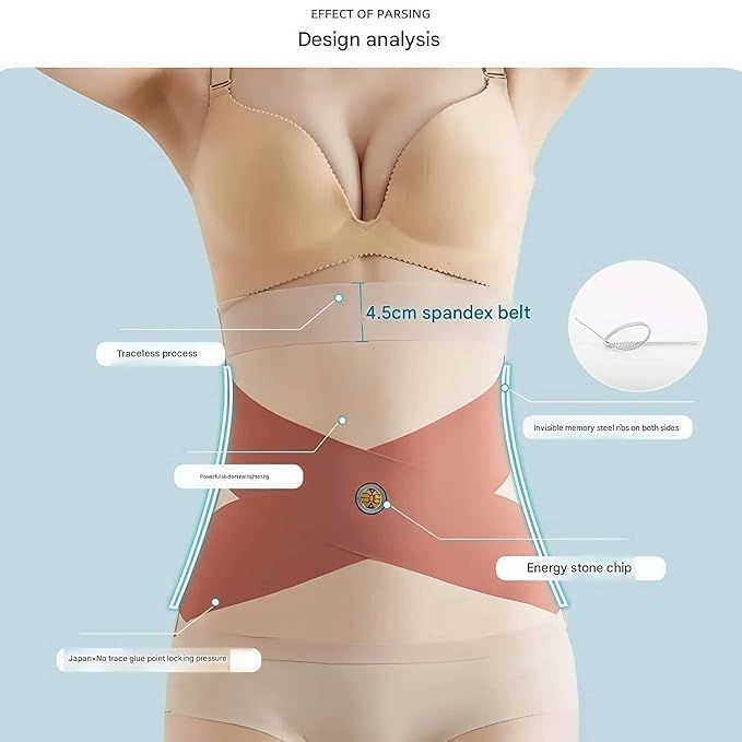 VKR Women’s High-Waist Shapewear Compression Briefs for Women, Post-Pregnancy Abdominal Support Band, After-Delivery & C-Section Friendly Belly Wrap, Everyday Waist and Tummy Support Wear (Beige) - Image 4
