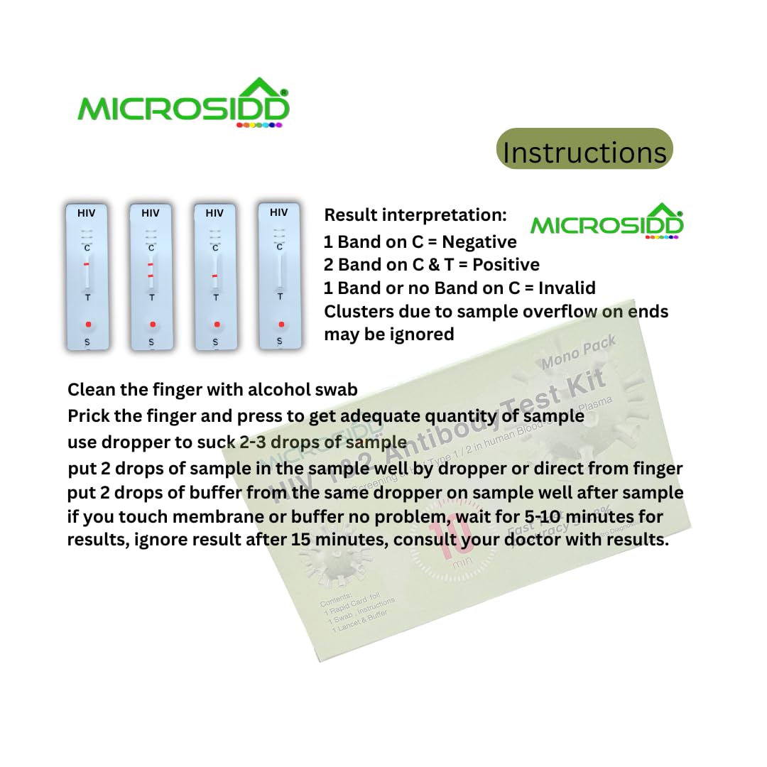 Microsidd HIV Antibody Rapid Test Kit, Point-of-Care, Blood Sample, 99.8% Accuracy, 2nd Generation (1) - Image 4