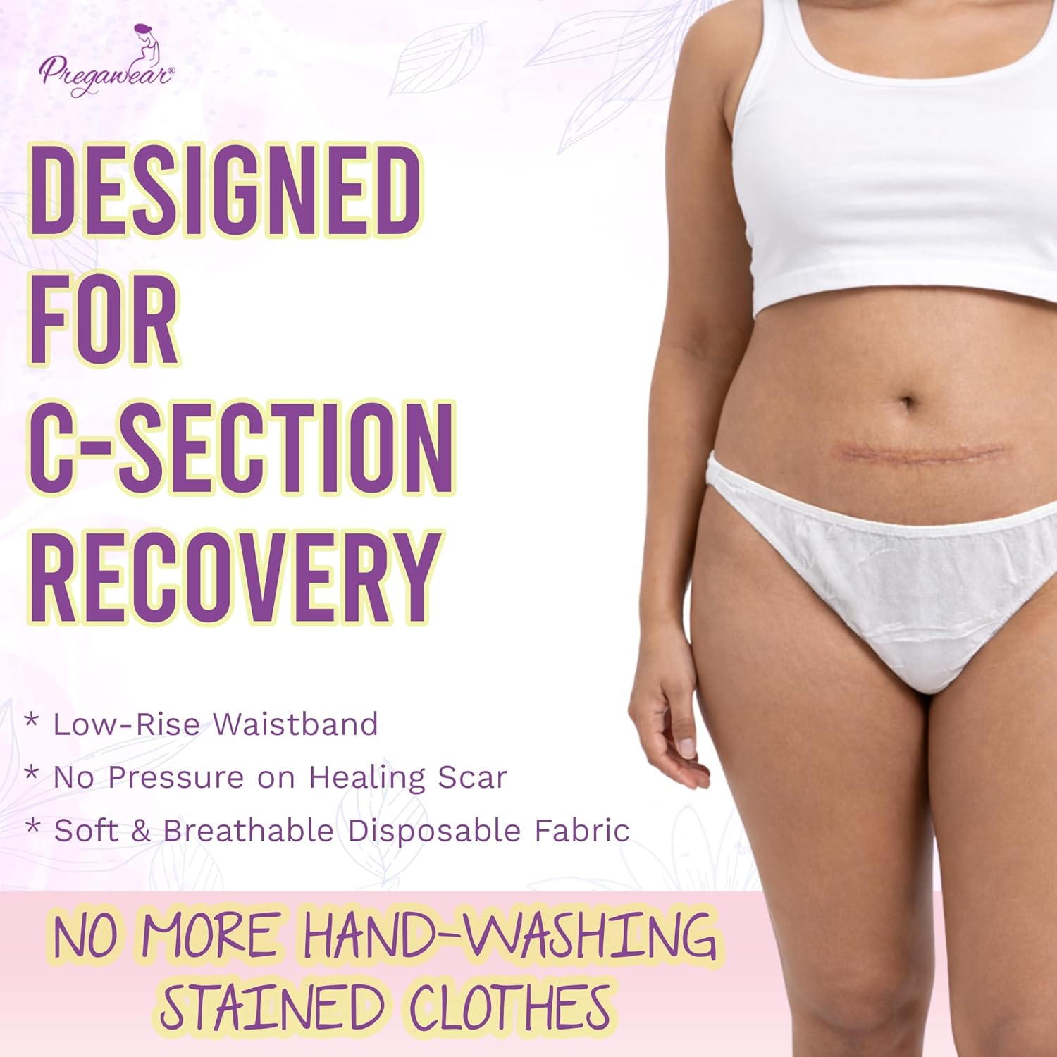 Pregawear C Section Maternity Panty(4) & Postpartum Panty(10) Combo |Low Rise 360˚ Coverage Disposable Underwear|Ultra Thin, 100% Leak Proof, Antifungal After Delivery Heavy Flow - Image 5