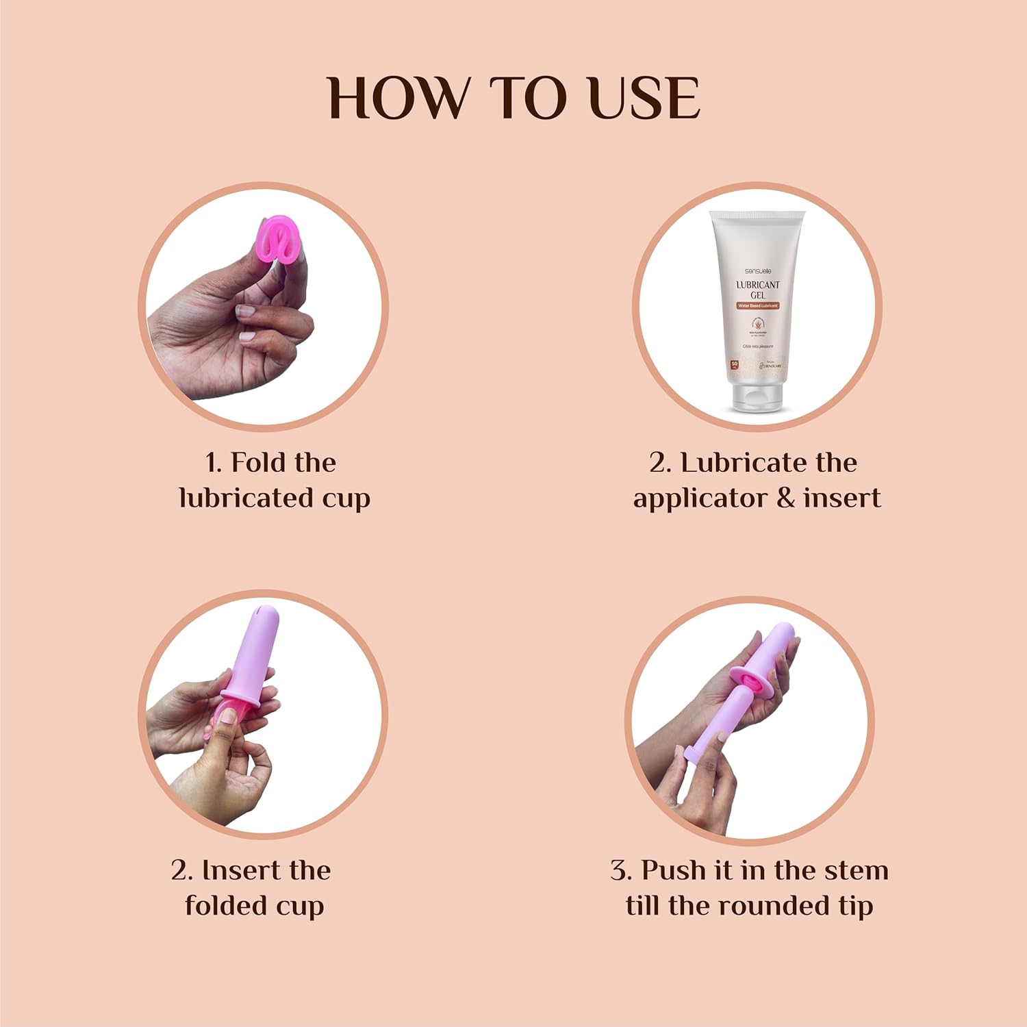 Reusable Menstrual Cup Medium with Applicator, Lubricant Gel & Sterilizer Case for Women - Soft Silicone, Leak-Proof Period Care Kit (M) - Image 5