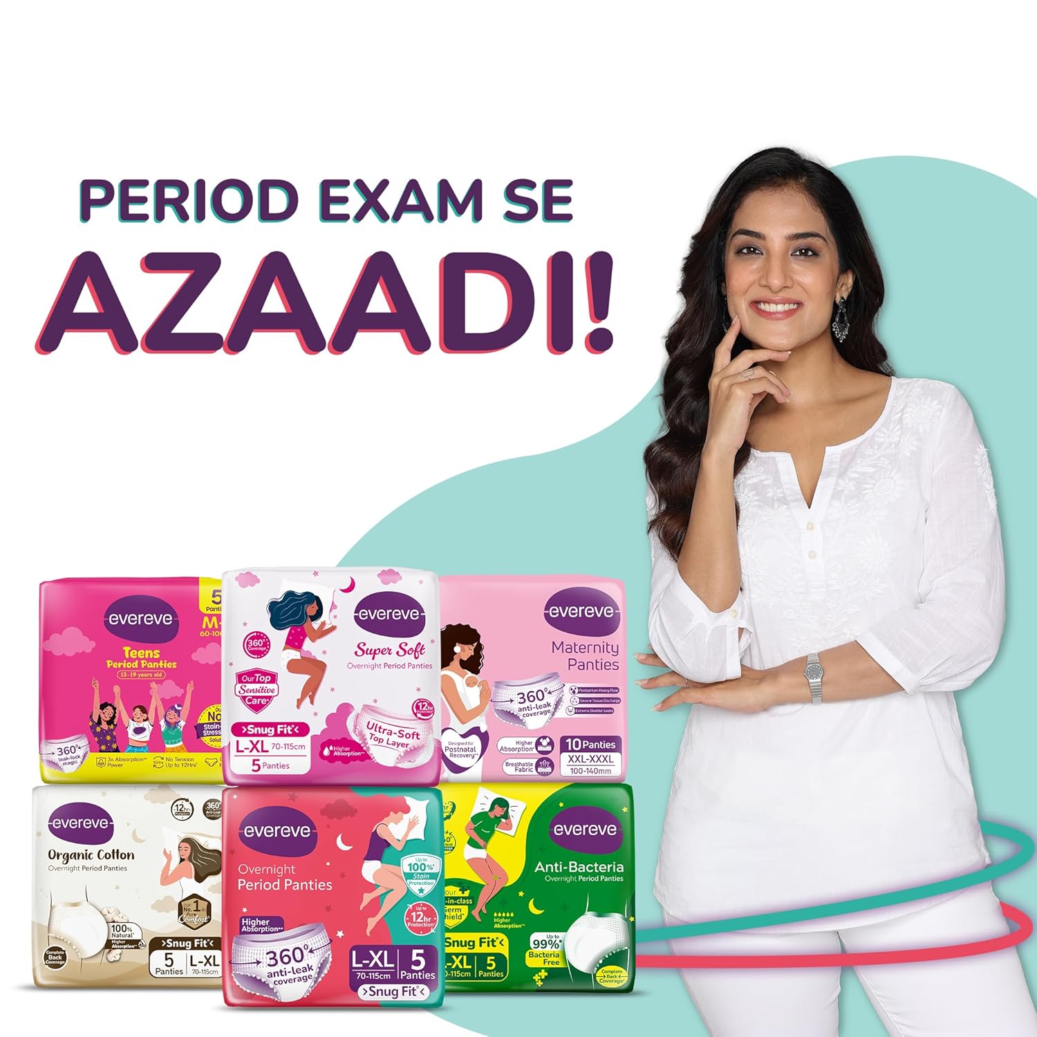 Evereve Period Panty For Girls & Women, (M-L), 2x10 Pcs, 360 Degree Coverage, 0% Leaks, High Absorbency For Heavy Flow, Maternity Delivery Pads, Postpartum & Overnight Protection, Disposable Panty - Image 2