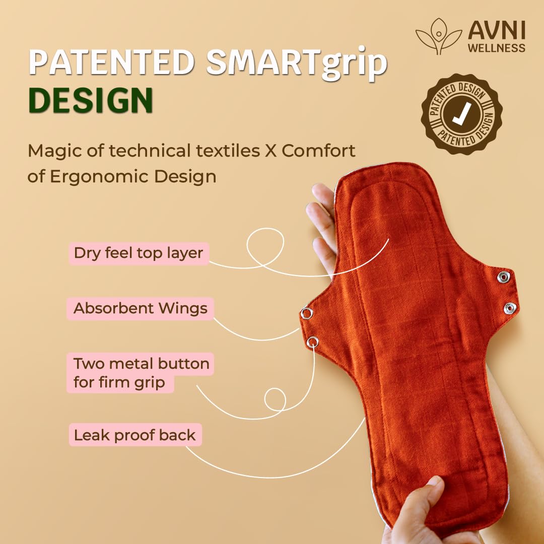 Avni Lush Reusable Cloth Sanitary Pads for Women | 1L + 1XL | Day & Night Trial Combo |Superabsorbent Heavy Flow Sanitary Pads | Organic Cotton Sanitary Pad | Antimicrobial Laboratory Tested, Chemical-Free | Patented Design | Lasts 3 years | Plus size women | Trial Pack of 2 with Cloth Storage Pouch | 240 + 280 mm combo pack - Image 2