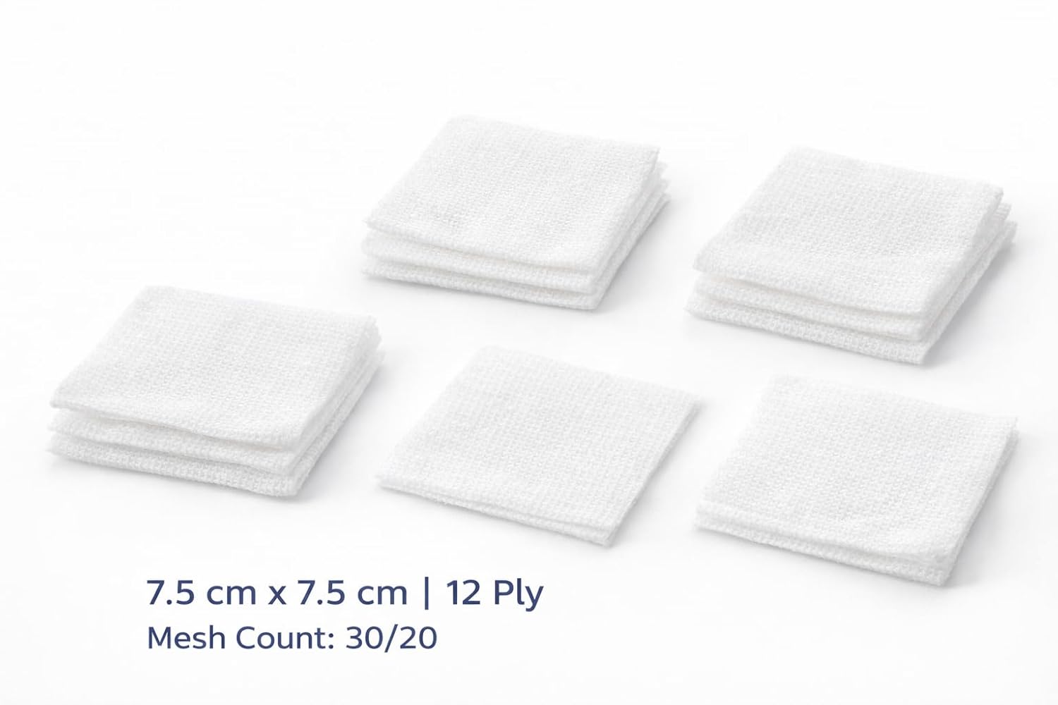 KRABER Non Sterile Gauze Swabs 7.5cm x 7.5cm 12 Ply American Fold 100% Cotton ETO Sterilized Medical Grade Wound Dressing Pads for First Aid & Surgical Use - Pack of 100 Pieces - Image 6