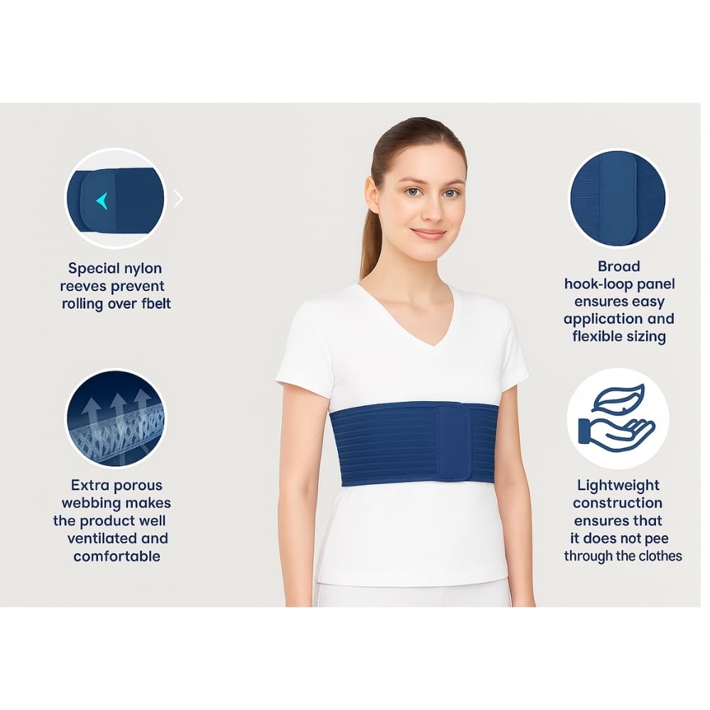 Rib Belt Chest Support for Men & Women, Adjustable Elastic Rib Brace for Fracture, Injury & Post-Surgery Recovery (32) - Image 3