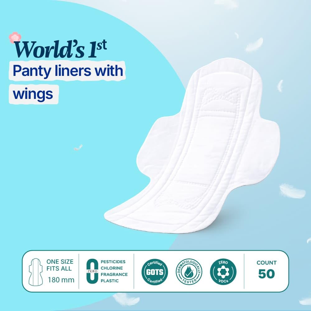 Hi Life Organic Panty Liners – Pack of 20 Daily Use Super-Soft Liners with Wings | 100% Cotton Panty Liners for Women | Leak Protection, Rash-Free & Breathable Liners for Discharge & Freshness - Image 2