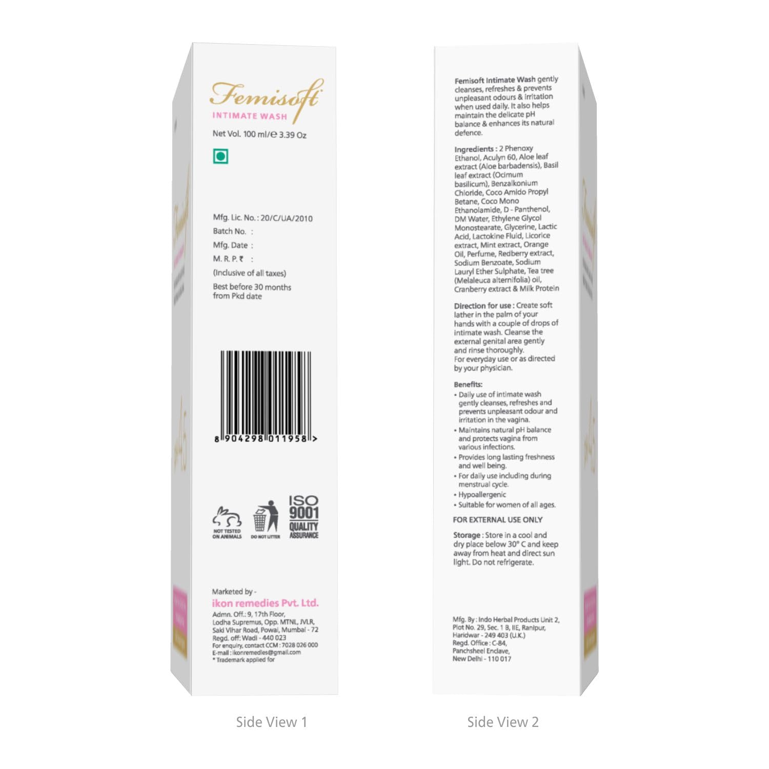 Femisoft Intimate Wash for Women | Gentle Daily Hygiene Cleanser | pH Balanced Formula | Soothing & Freshness Care 100 ml (100 ml) - Image 2