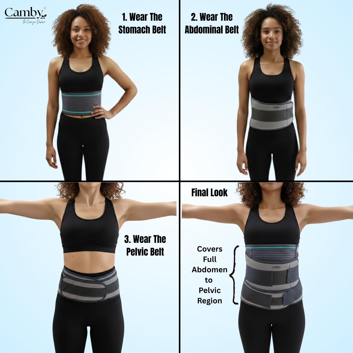 Camby 3 in 1 Postpartum belt after delivery for Post pregnancy Recovery | After Normal/C-section delivery | Maternity Abdominal Binder | Postnatal shapewear (Free Size) (Black) - Image 7