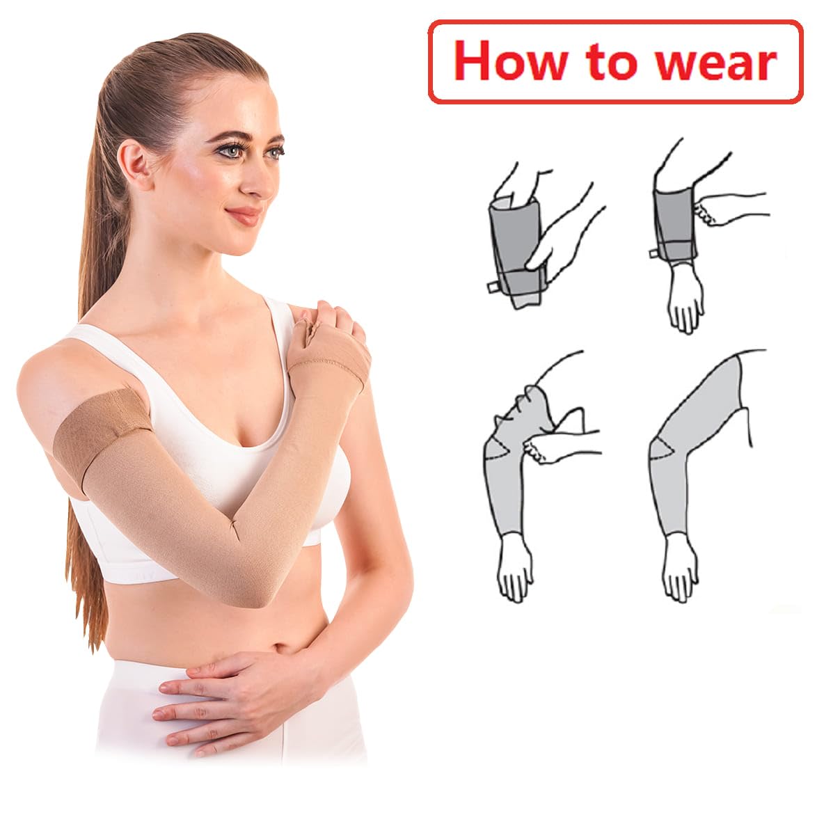 Lymphedema Arm Sleeve (Single) - Compression Stocking Recommended by Doctors, For Post-Mastecomy & Lymphoedema of Hand and Arm, Extra-Firm Graduated Compression (For Women & Men) - Image 3