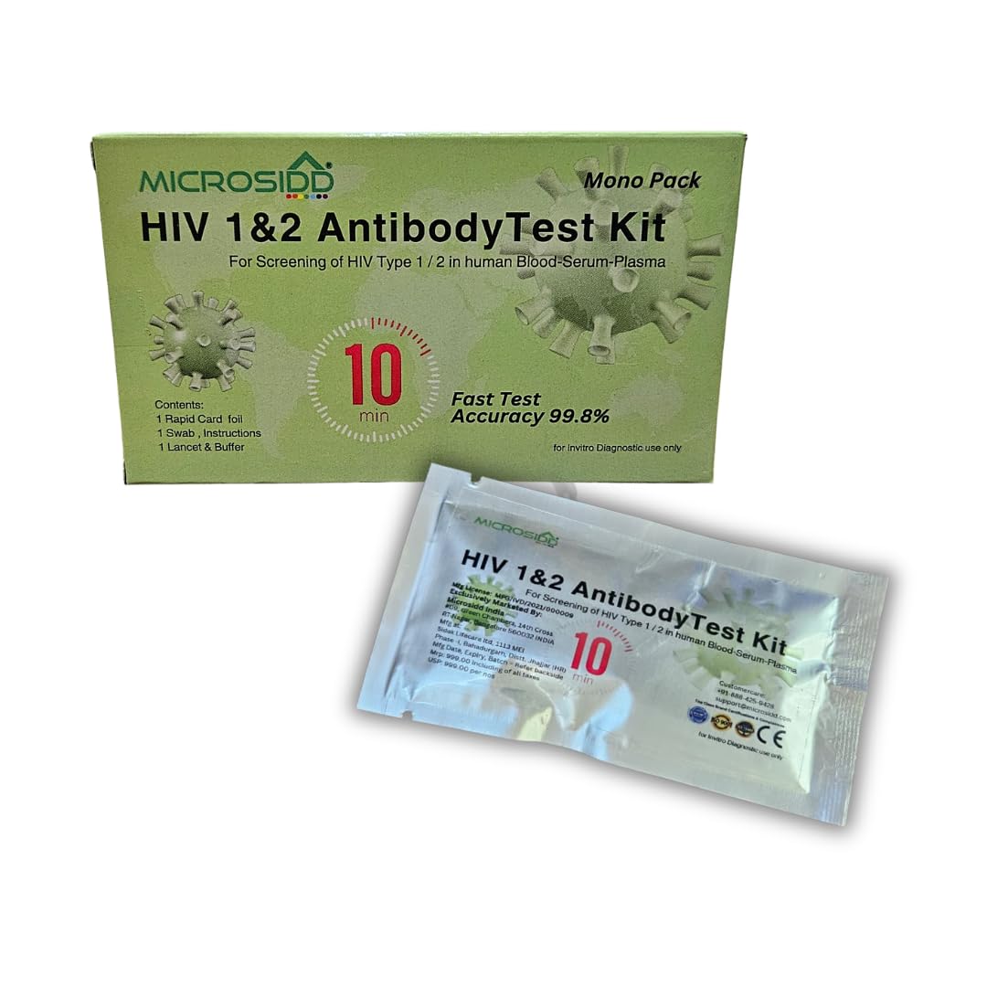 Microsidd HIV Antibody Rapid Test Kit, Point-of-Care, Blood Sample, 99.8% Accuracy, 2nd Generation (1)
