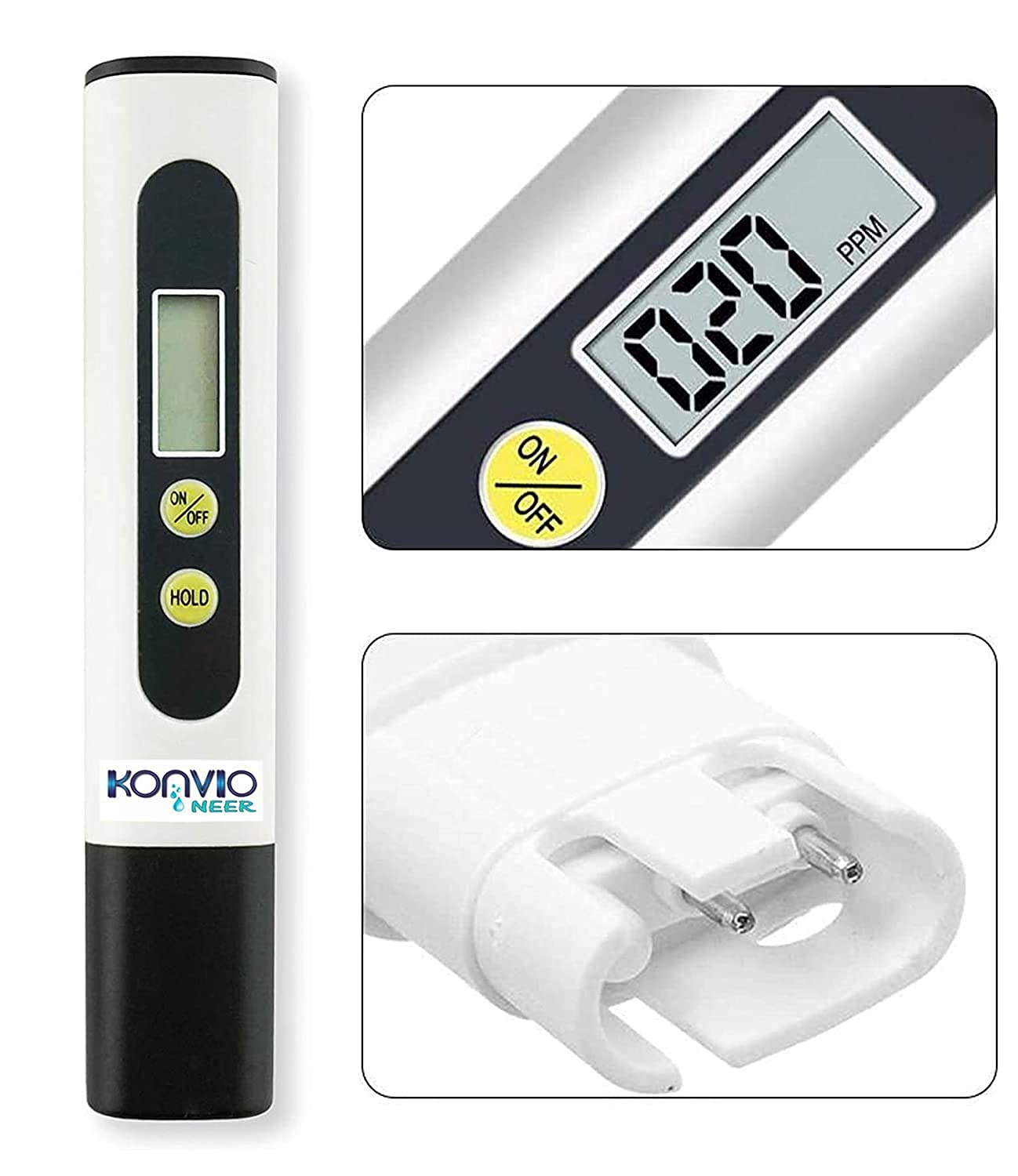 Konvio Neer Imported Tds Meter, Total Dissolved Solids Meter, Water Quality Tester, Ppm Tester For Water Testing - White - Image 2