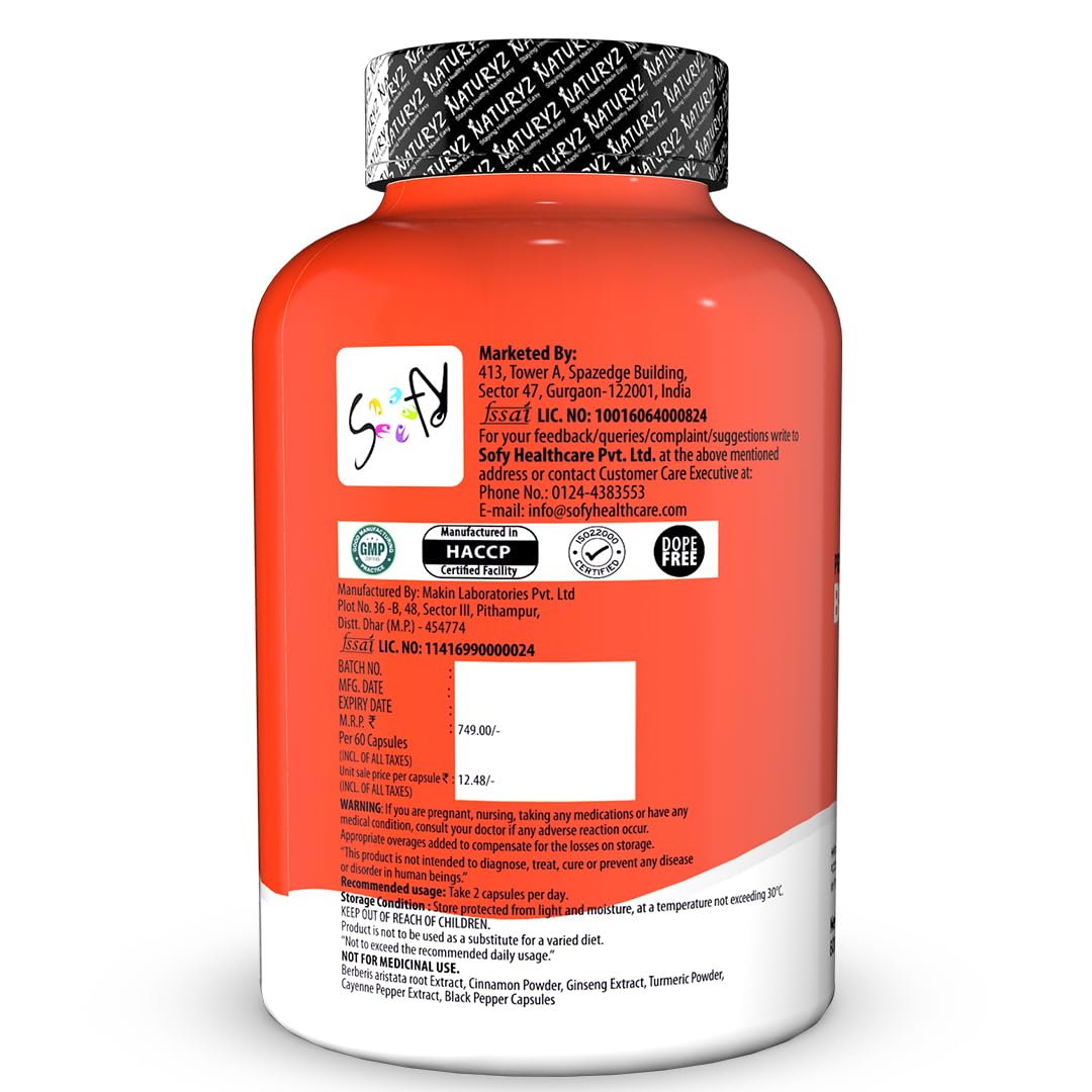 NATURYZ Premium Berberine + Cinnamon + Turmeric Weight Loss Supplement for Women | Supports in Management of PCOS & Hormonal Balance | Regulates Blood Sugar & Cravings | Plant Based – No Chemicals | Bio Absorption Blend for faster Absorption | Vegetarian- 60 Capsules - Image 8