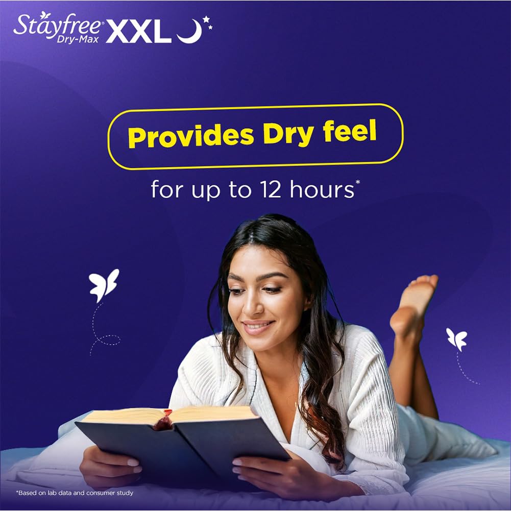 Stayfree Dry Max All Night XXl Dry Cover Sanitary Pads For Women With Wings, 42 Pieces Pack Of 1 - Image 4