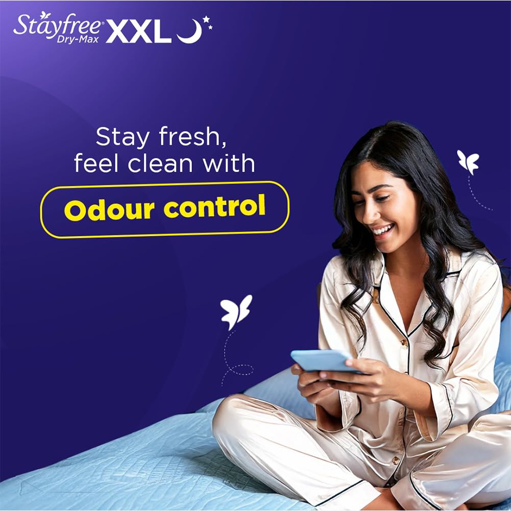 Stayfree Dry Max All Night XXl Dry Cover Sanitary Pads For Women With Wings, 42 Pieces Pack Of 1 - Image 6