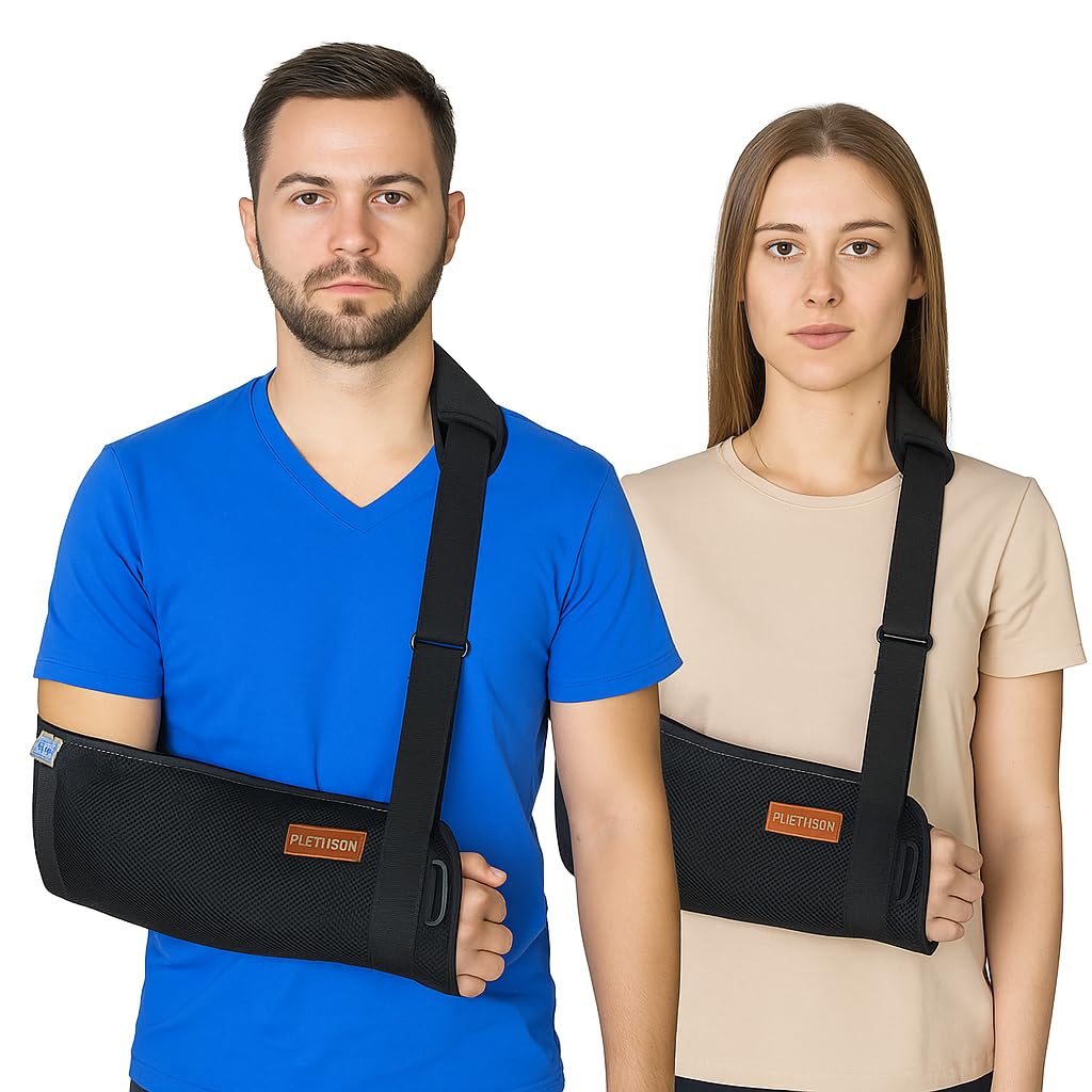 PLETHEON Arm Sling for Arm & Shoulder Support, Adjustable Forearm Sling for Fracture, Injury & Post Surgery Recovery, Breathable & Lightweight, Black, Neoprene (ADULT) - Image 5