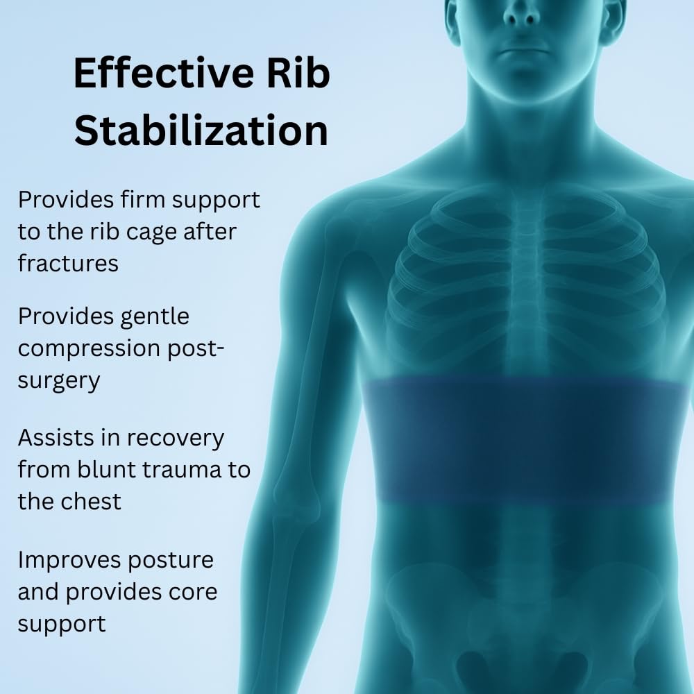 Rib Belt Chest Support for Men & Women, Adjustable Elastic Rib Brace for Fracture, Injury & Post-Surgery Recovery (32) - Image 2