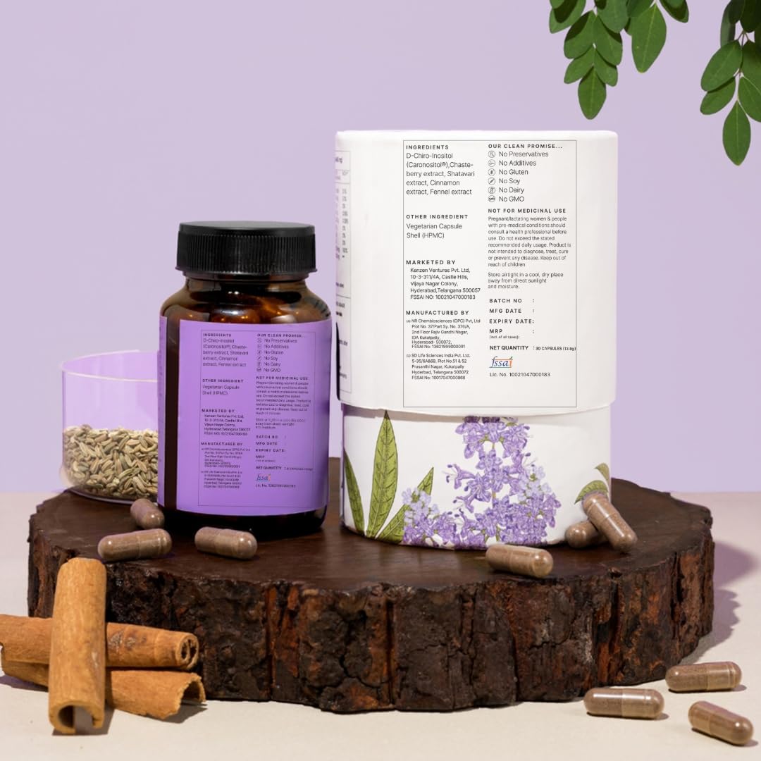 Earthful PCOS Balance Capsules | 100% Plant Based | Hormonal Support with Shatavari & Cinnamon | Inositol, Chasteberry To Regulate Cycles, Fight Acne Naturally & Balance PCOS | 30 Capsules - Image 2