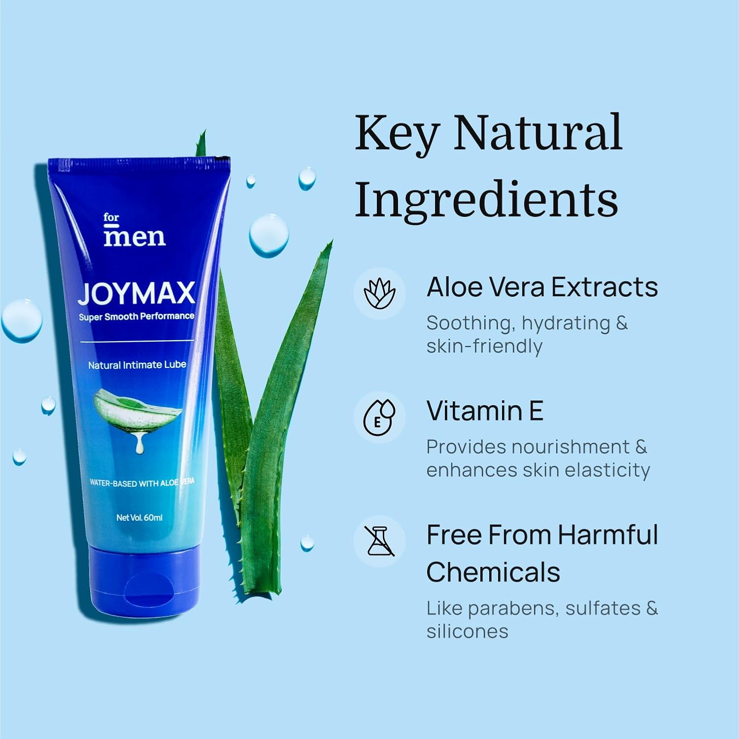 ForMen Water-Based Intimate Lube Gel with Aloe Vera | Lubricant Gel Men & Women | Non-Sticky, Long-Lasting, Anti-Stain & Skin-Friendly - 60 ml (Pack of 1) - Image 5