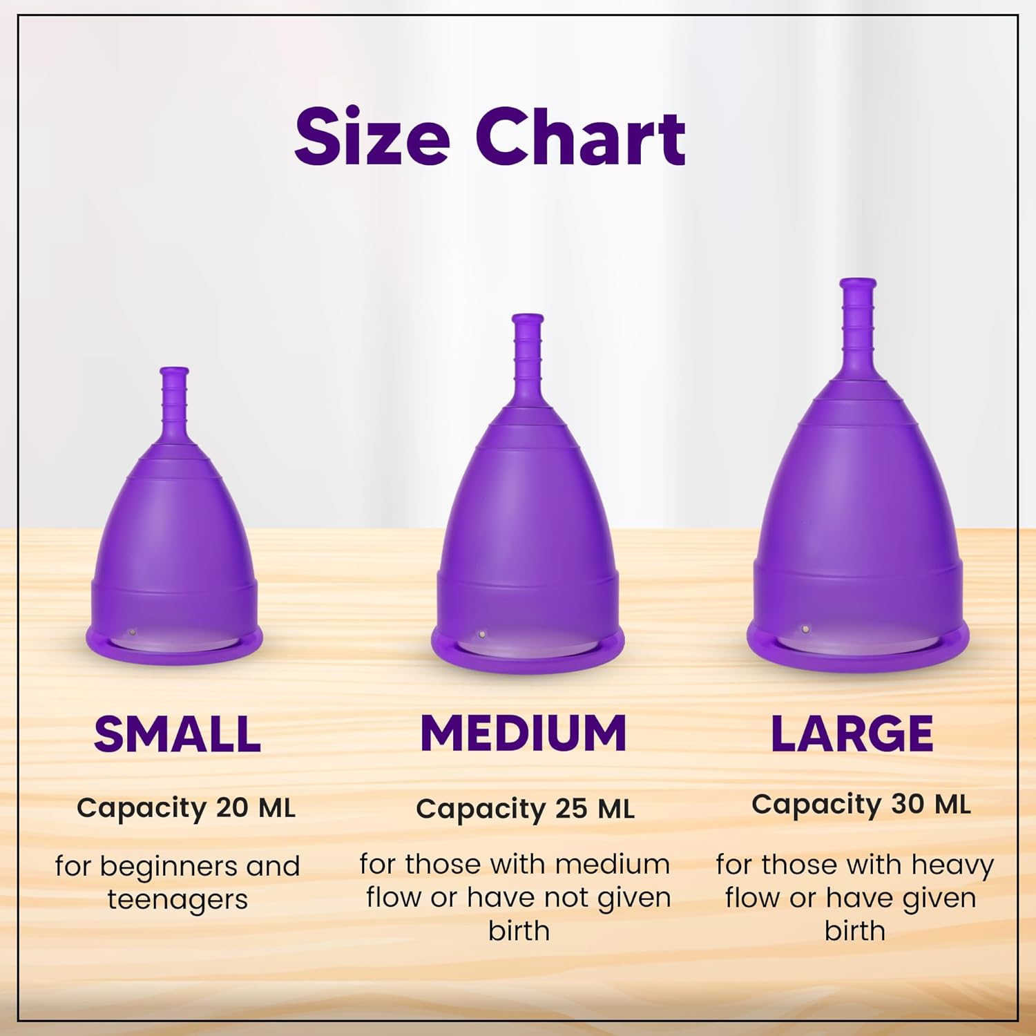 FemiSafe Small Menstrual Cup For Women | Reusable Menstrual Cup Made With 100% Medical Grade Silicone | Ideal Period Cup For Beginners With Heavy Flow - Purple, Pack Of 1 - Image 3