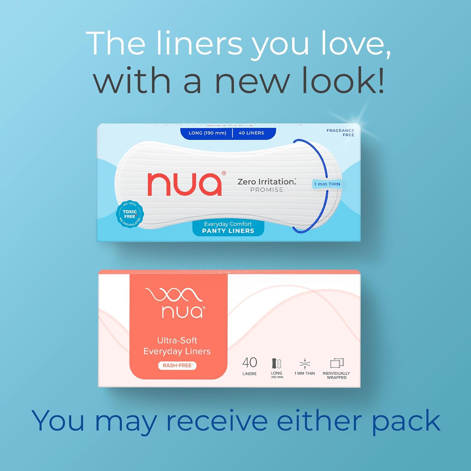 Nua Everyday Comfort Panty Liner for Women Daily Use | Pack of 40 liners 190mm | For White Discharge, Spotting & Non Period Leakages | Individually Wrapped | Zero Irritation | Super-thin | Stays in Place | Instant Absorption | Softest Top sheet | 100% Toxic-Free | Panty Liner Pads Sanitary Napkins - Image 7