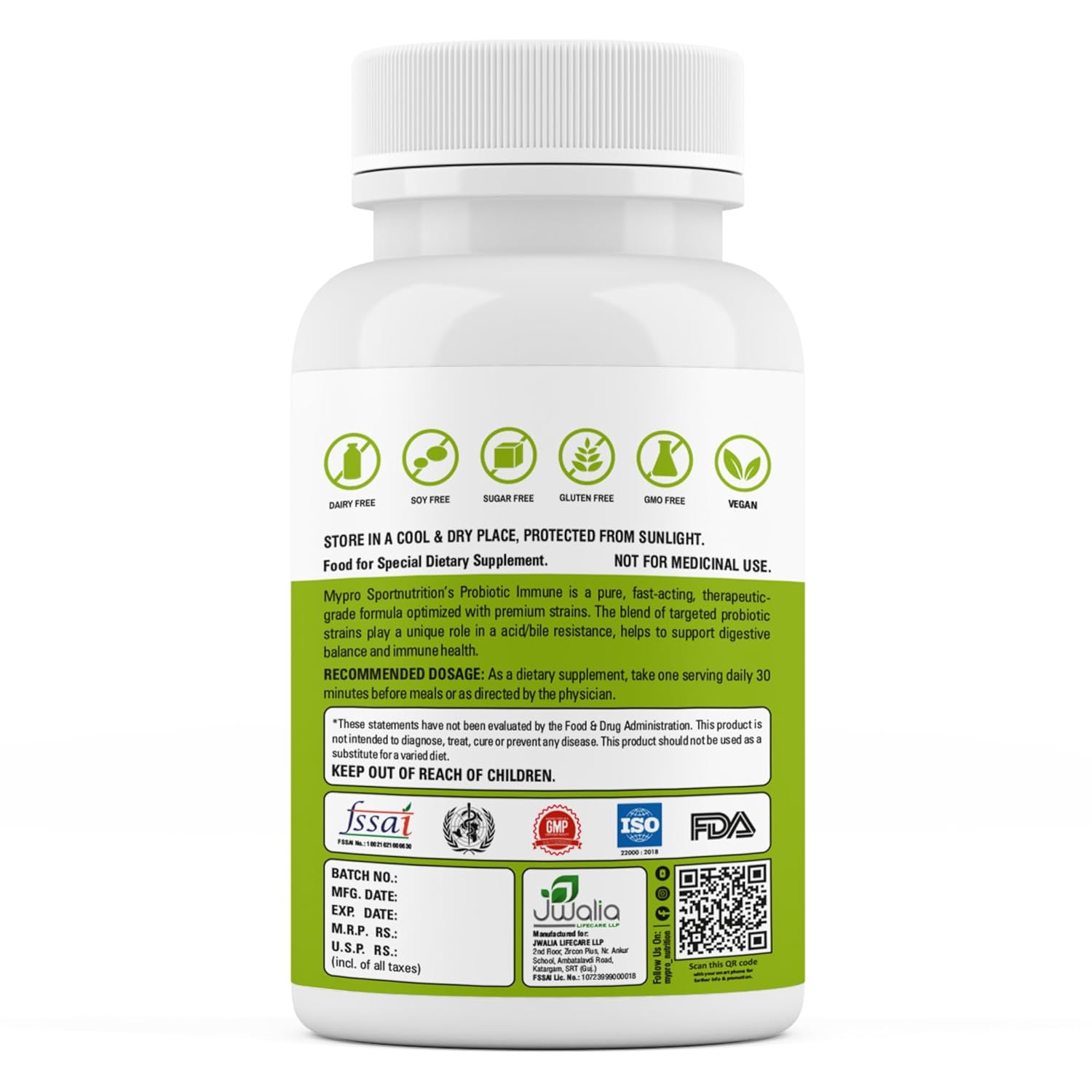 Mypro Sport Nutrition Probiotics Supplement 30 Billion FC Multi Strain Formula For Daily Probiotic Support Improves GI Immunity Helps To Maintain Healthy Digestive System For Men & Women 60-Capsules - Image 6