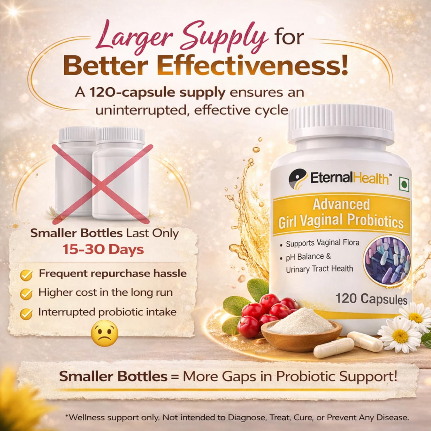 EternalHealth Advanced Girl Vaginal Probiotics - 120 Capsules - Women's Probiotic Supports & Maintains Vaginal Flora & Urinary Tract Health - Feminine Health Balance pH Levels - Dairy & Gluten-Free - Image 7
