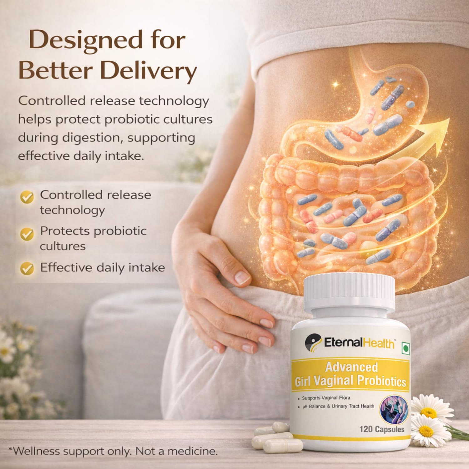 EternalHealth Advanced Girl Vaginal Probiotics - 120 Capsules - Women's Probiotic Supports & Maintains Vaginal Flora & Urinary Tract Health - Feminine Health Balance pH Levels - Dairy & Gluten-Free - Image 5