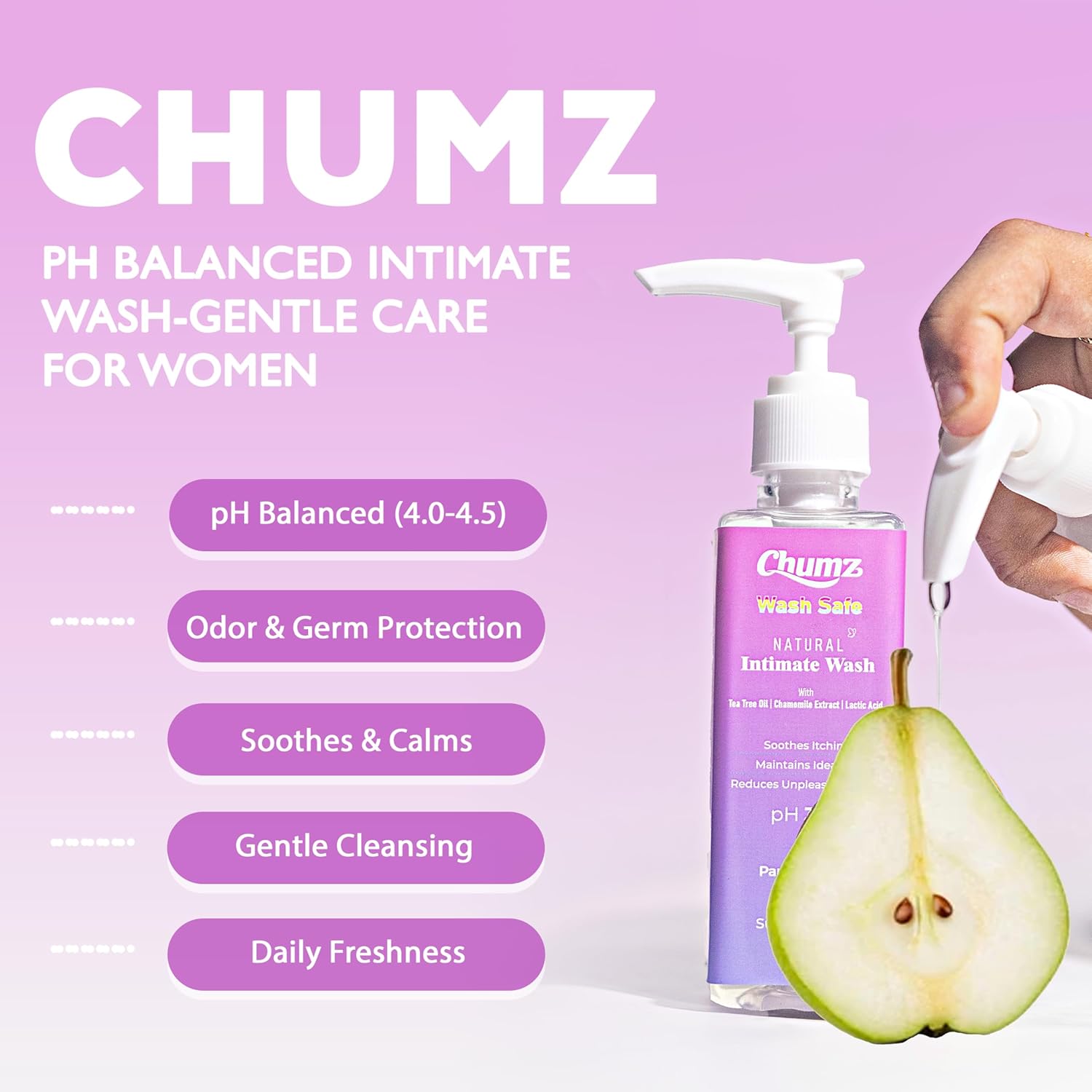 Chumz Intimate Wash for Women 50ml | pH Balanced Vaginal Wash for Daily Intimate Care | Feminine Wash with Lactic Acid & Chamomile | Helps Prevent Odor, Itching & Dryness | Gentle Intimate Hygiene Wash for All Skin Types - Image 6