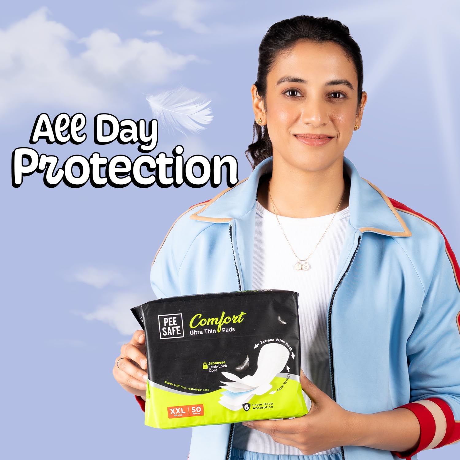 Pee Safe Comfort Ultra Thin Pads XXL 50N with Japanese Leak-Lock Core, 6-Layer Deep Absorption & Dual Wings - Overnight Heavy Flow Protection - Image 8