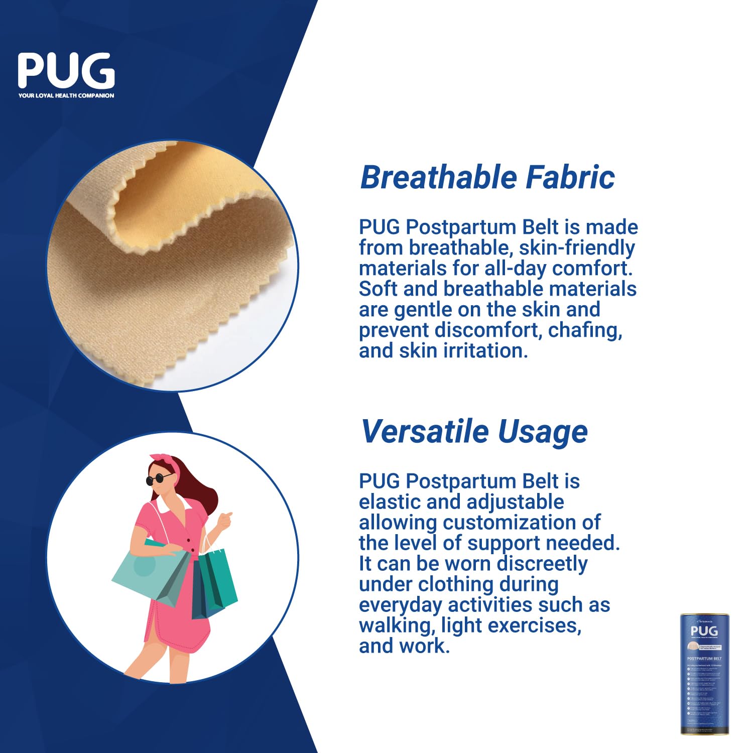PUG Postpartum Belt, Universal size, Beige | Ergonomically designed for Indian Mothers | For C-Section and Natural Delivery | Eliminates post pregnancy pain, Muscle recovery to pre-pregnancy state - Image 6