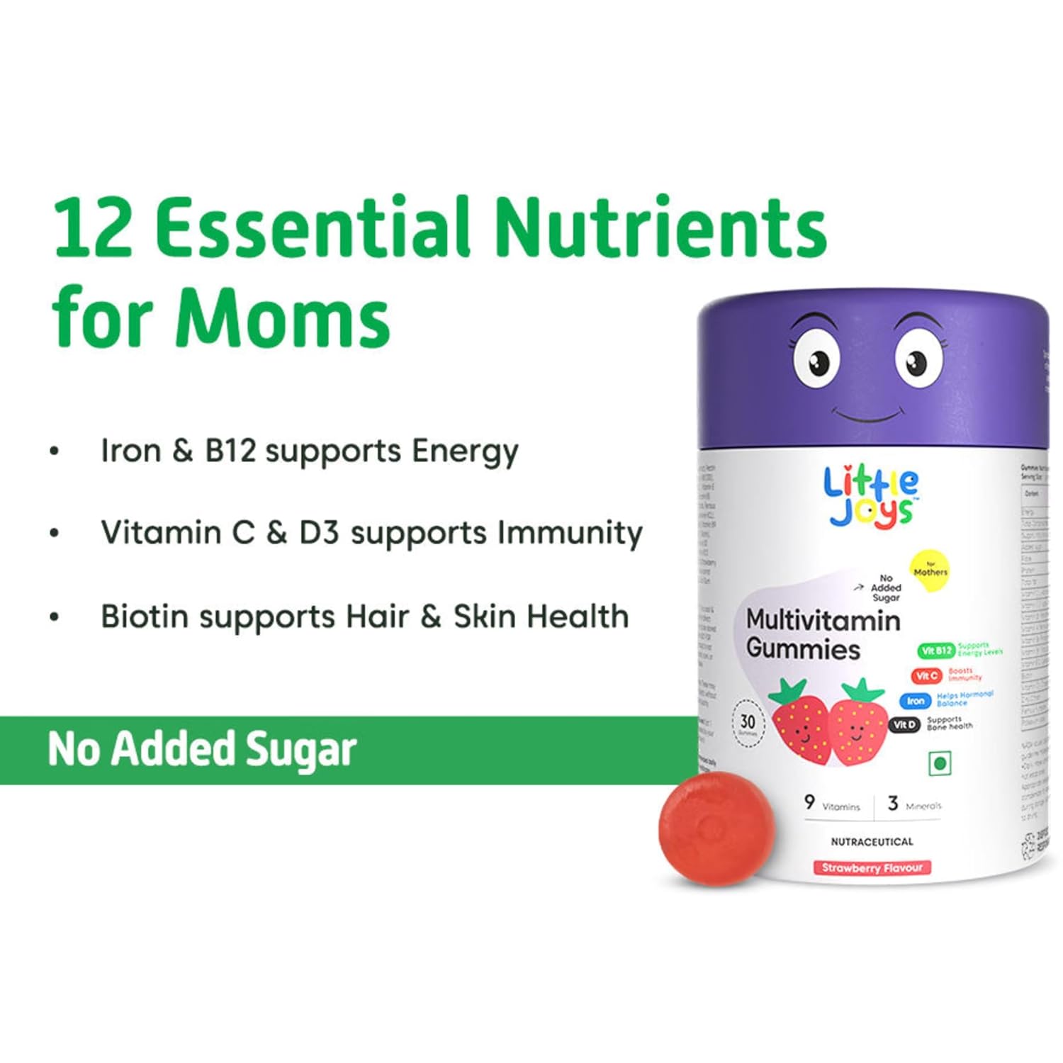 Little Joys Multivitamin For Women | 30 Day Pack | With Vitamin C, E, A, B12 D3 & B6 | Biotin, Iron, Zinc & Potassium | Boosts Immunity, Supports Bone Health & Maintains Energy Levels - Image 2
