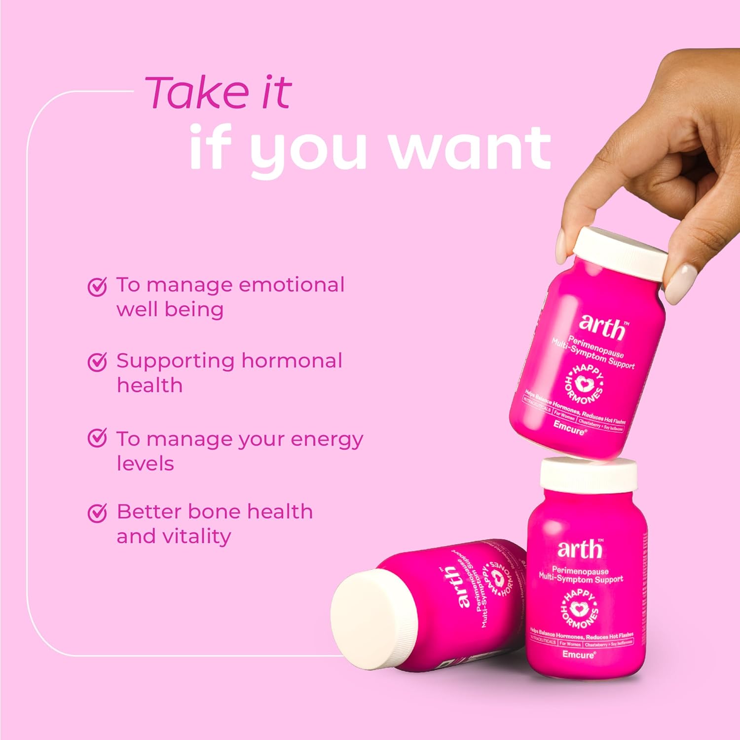 Arth Perimenopause Support | Menopause Supplement for Women to Help with Hot Flashes, Mood Swings, Night Sweats & Hormonal Balance with Ashwagandha, Chasteberry & Soy Isoflavones | 60 Veg Tablets - Image 6