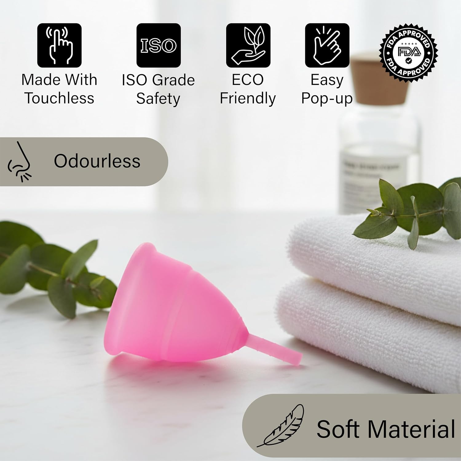 Reusable Menstrual Cup for Women | FDA Approved | Made of Ultra Soft 100% Medical Grade Silicone | Odour, Rash & Itch-Free Period | Leak-Proof Protection for 8-10 Hours, Pack of- 1 - Image 3
