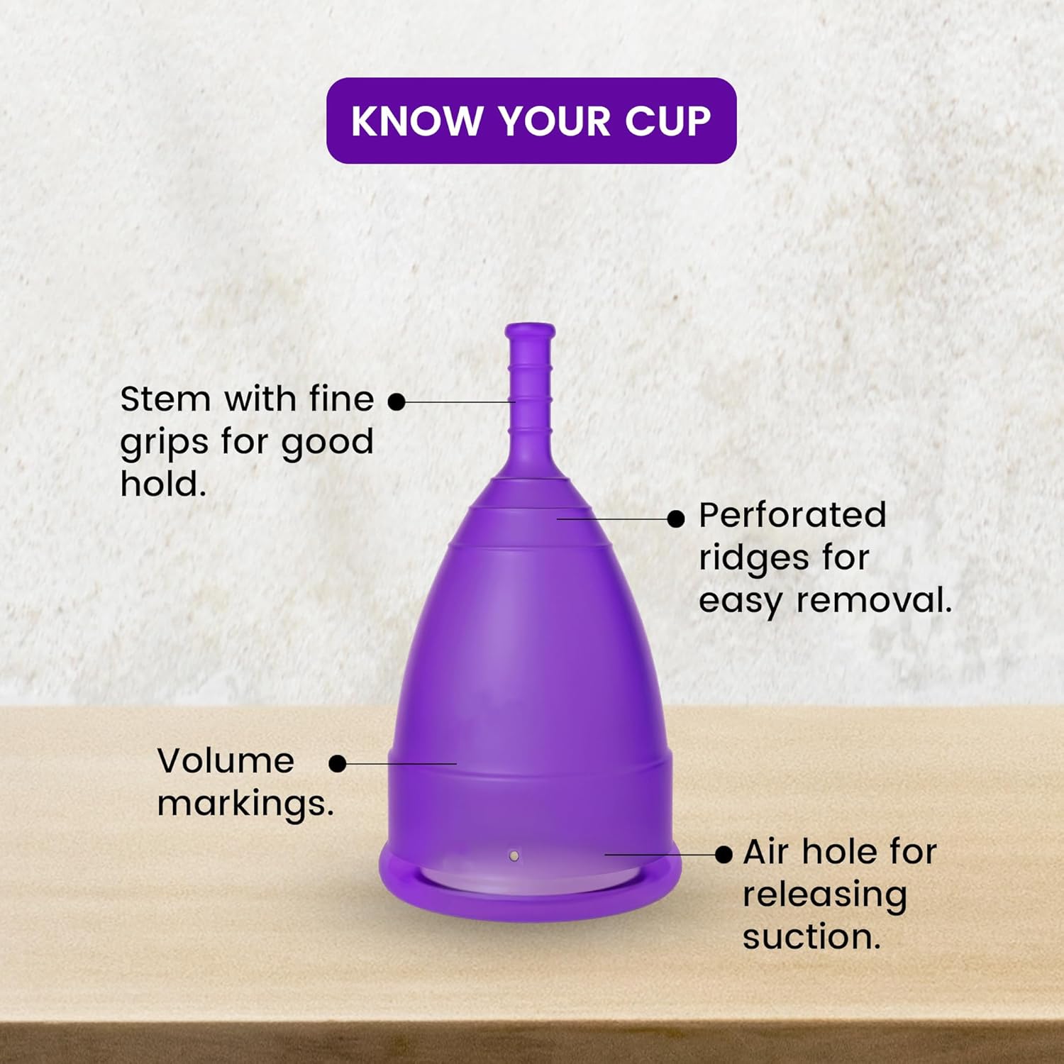 FemiSafe Small Menstrual Cup For Women | Reusable Menstrual Cup Made With 100% Medical Grade Silicone | Ideal Period Cup For Beginners With Heavy Flow - Purple, Pack Of 1 - Image 2