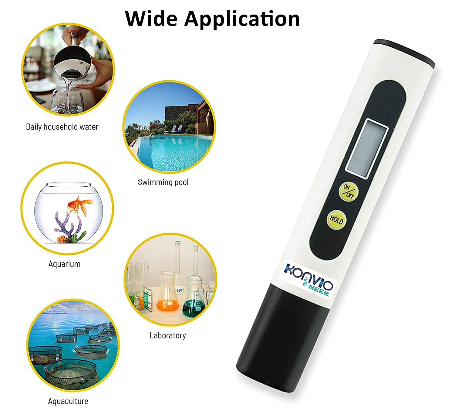 Konvio Neer Imported Tds Meter, Total Dissolved Solids Meter, Water Quality Tester, Ppm Tester For Water Testing - White - Image 4