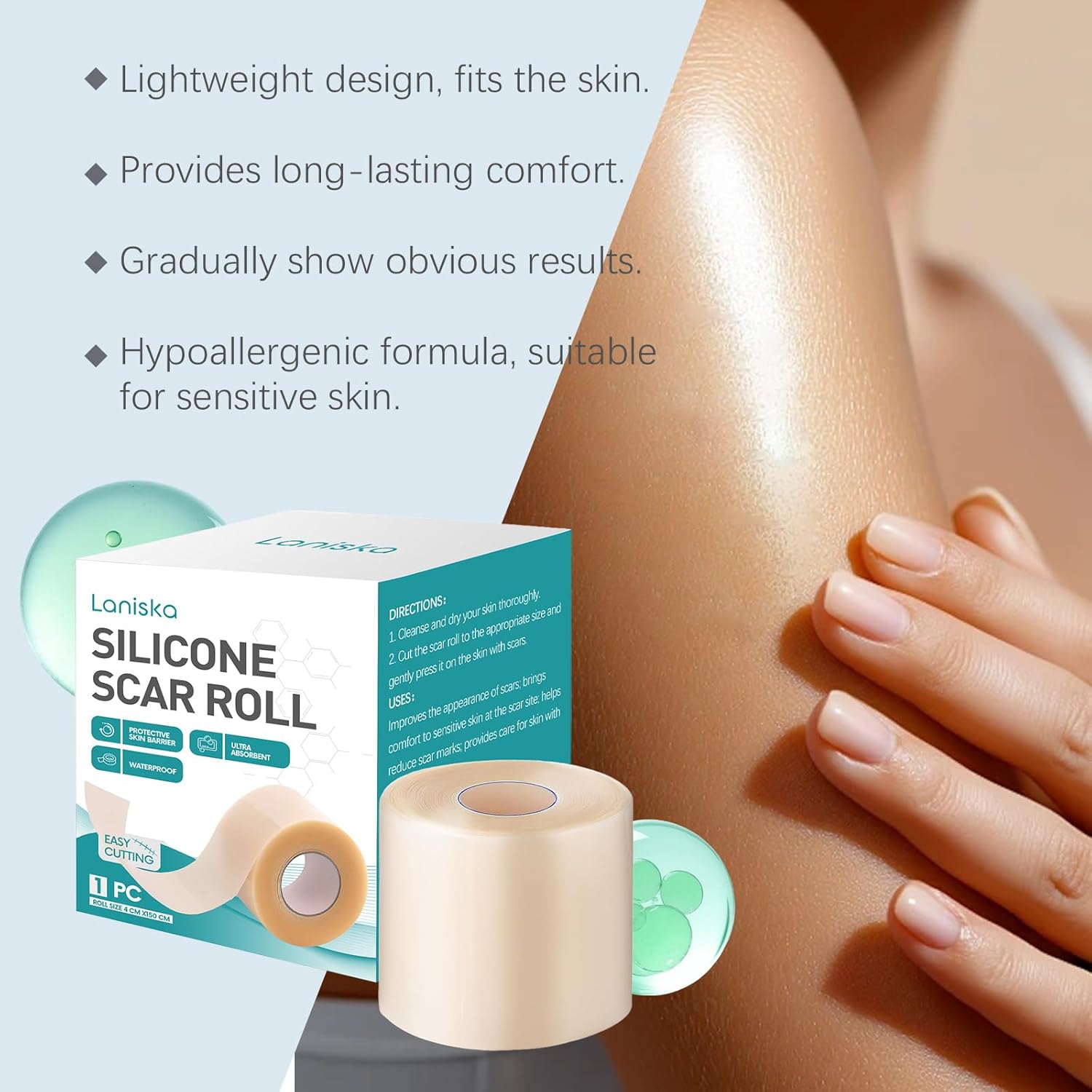 Hydrocolloid Roll, Medical Grade Hydrocolloid Dressing Roll, Advanced Wound Care Management, Surgical Scar Treatment, Blister Prevention, Acne Spot Treatment, 4 X 1.5 Meter Skin Care Tape 1 Box - Image 6