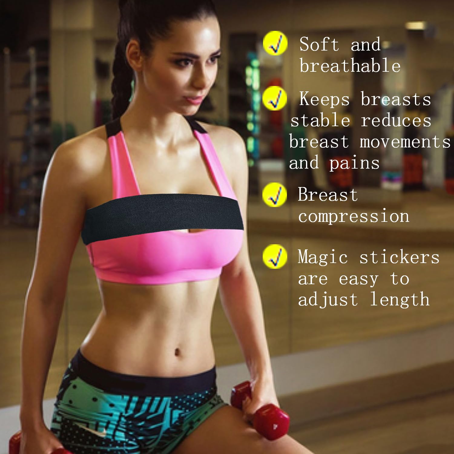 High-Impact Breast Support Band,No-Bounce,Post Surgery Bra Strap,Adjustable Extra Sports Bra,Stabilizer Band - Image 2