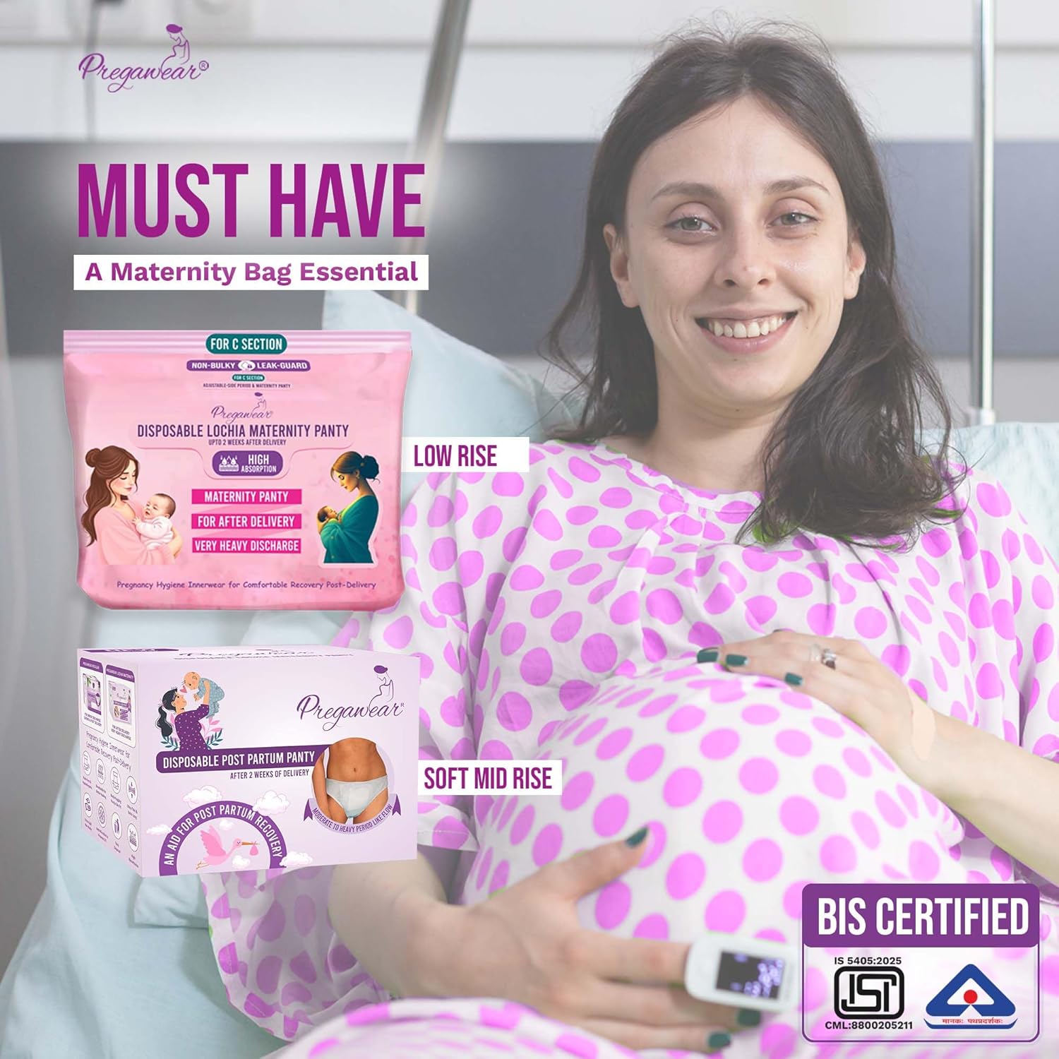 Pregawear C Section Maternity Panty(4) & Postpartum Panty(10) Combo |Low Rise 360˚ Coverage Disposable Underwear|Ultra Thin, 100% Leak Proof, Antifungal After Delivery Heavy Flow - Image 3