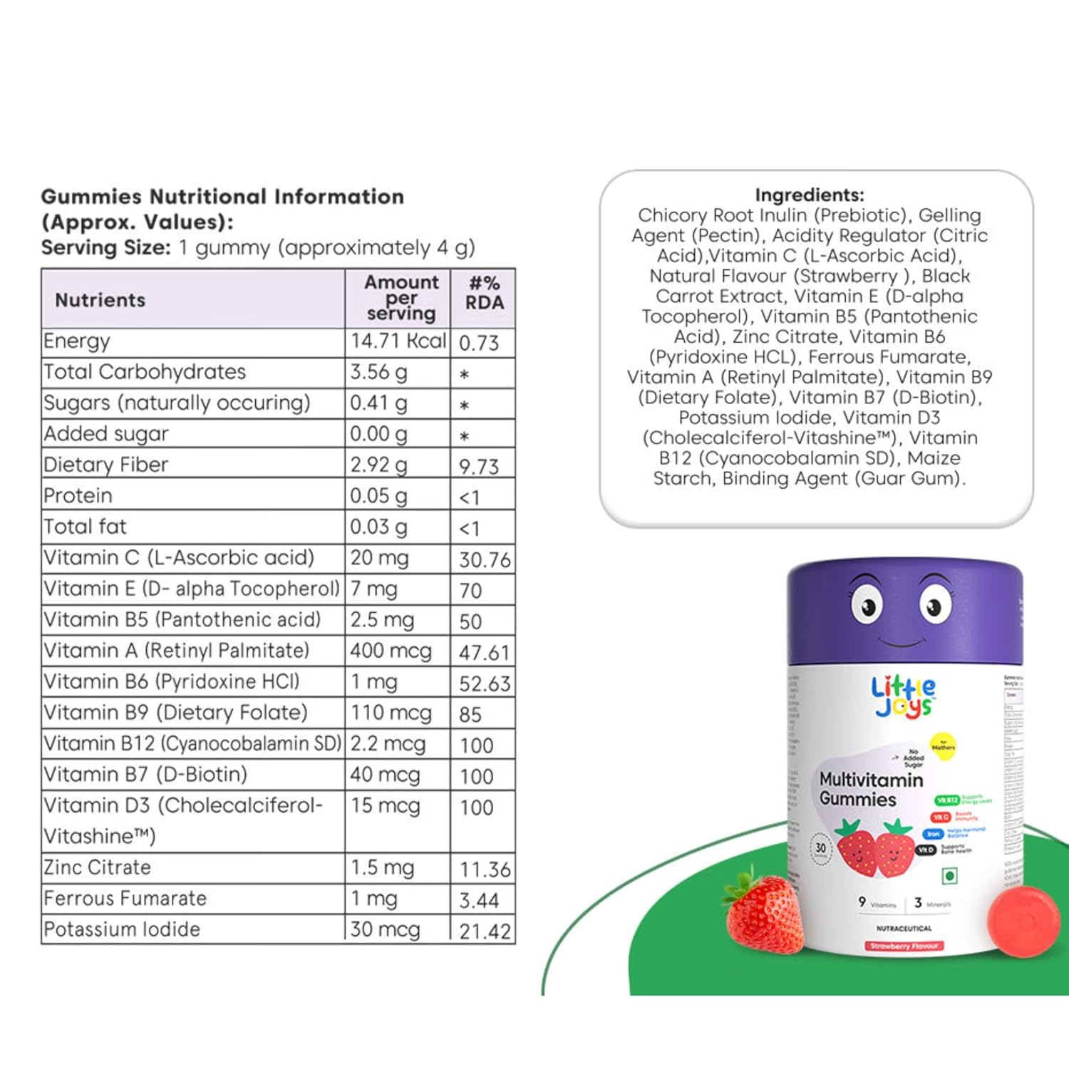 Little Joys Multivitamin For Women | 30 Day Pack | With Vitamin C, E, A, B12 D3 & B6 | Biotin, Iron, Zinc & Potassium | Boosts Immunity, Supports Bone Health & Maintains Energy Levels - Image 8