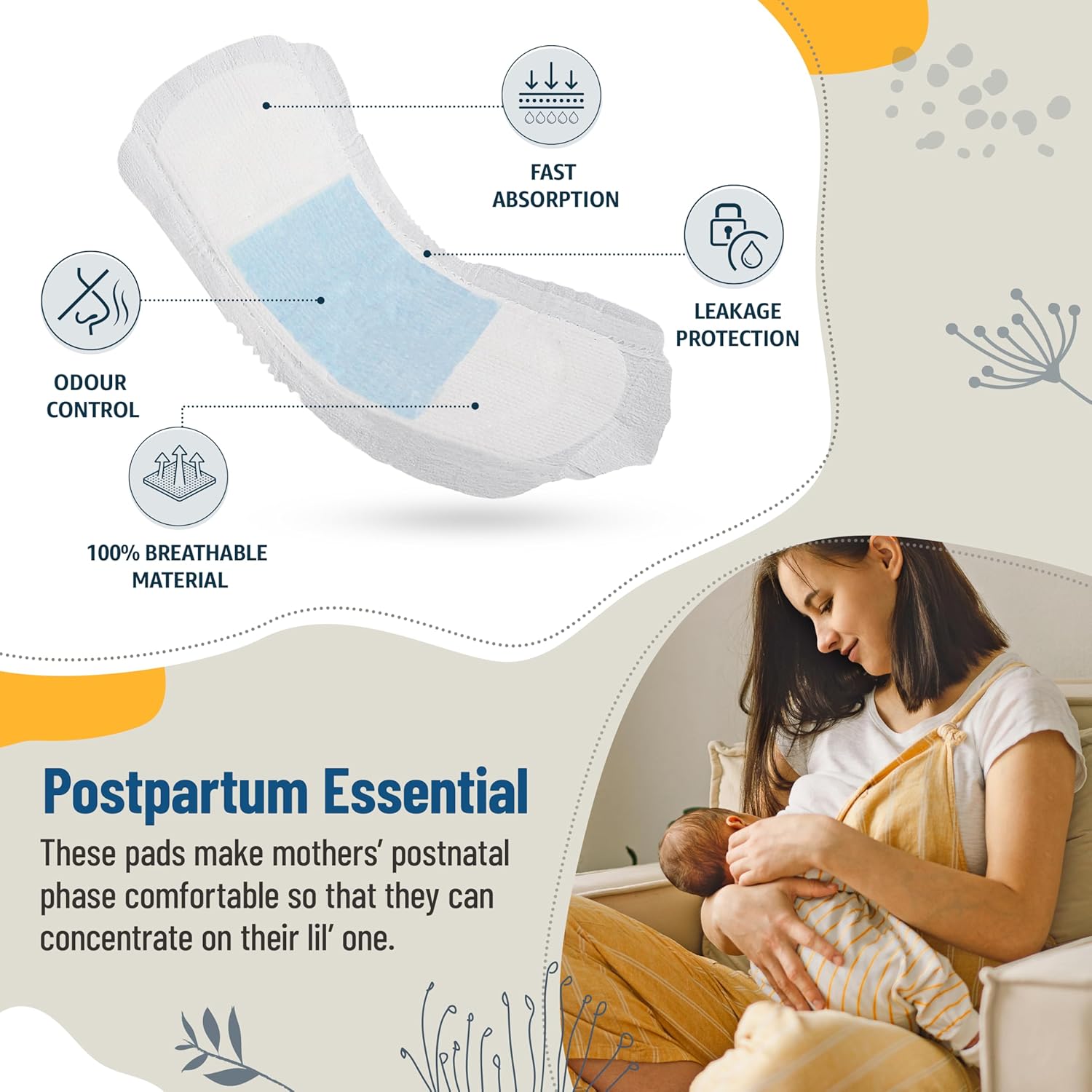 LuvLap Extra Absorbent Maternity Pad, 10's x 6 Pack (60 Pads), 0-2 Weeks Post-Birth, After Delivery Pad for Heavy Flow, Sanitary-Pad for Women, Ultra Soft-Pads for Maternity Flow, Postpartum Bleeding - Image 2