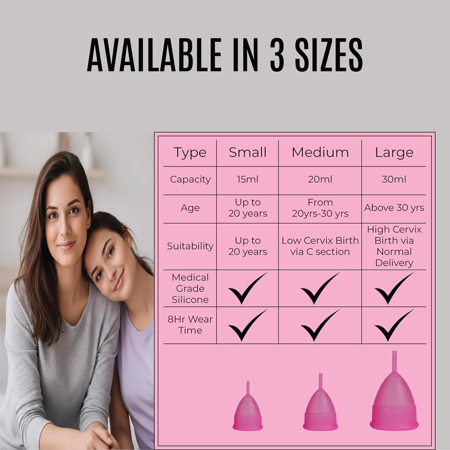 Reusable Menstrual Cup for Women | FDA Approved | Made of Ultra Soft 100% Medical Grade Silicone | Odour, Rash & Itch-Free Period | Leak-Proof Protection for 8-10 Hours, Pack of- 1 - Image 6