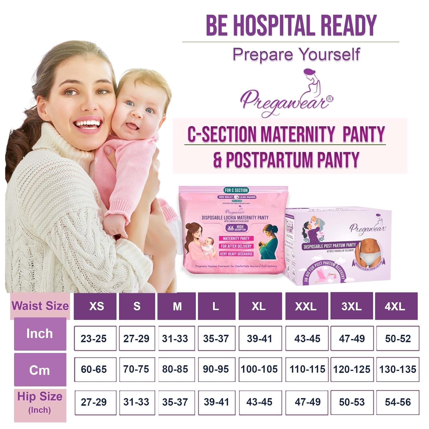 Pregawear C Section Maternity Panty(4) & Postpartum Panty(10) Combo |Low Rise 360˚ Coverage Disposable Underwear|Ultra Thin, 100% Leak Proof, Antifungal After Delivery Heavy Flow - Image 6