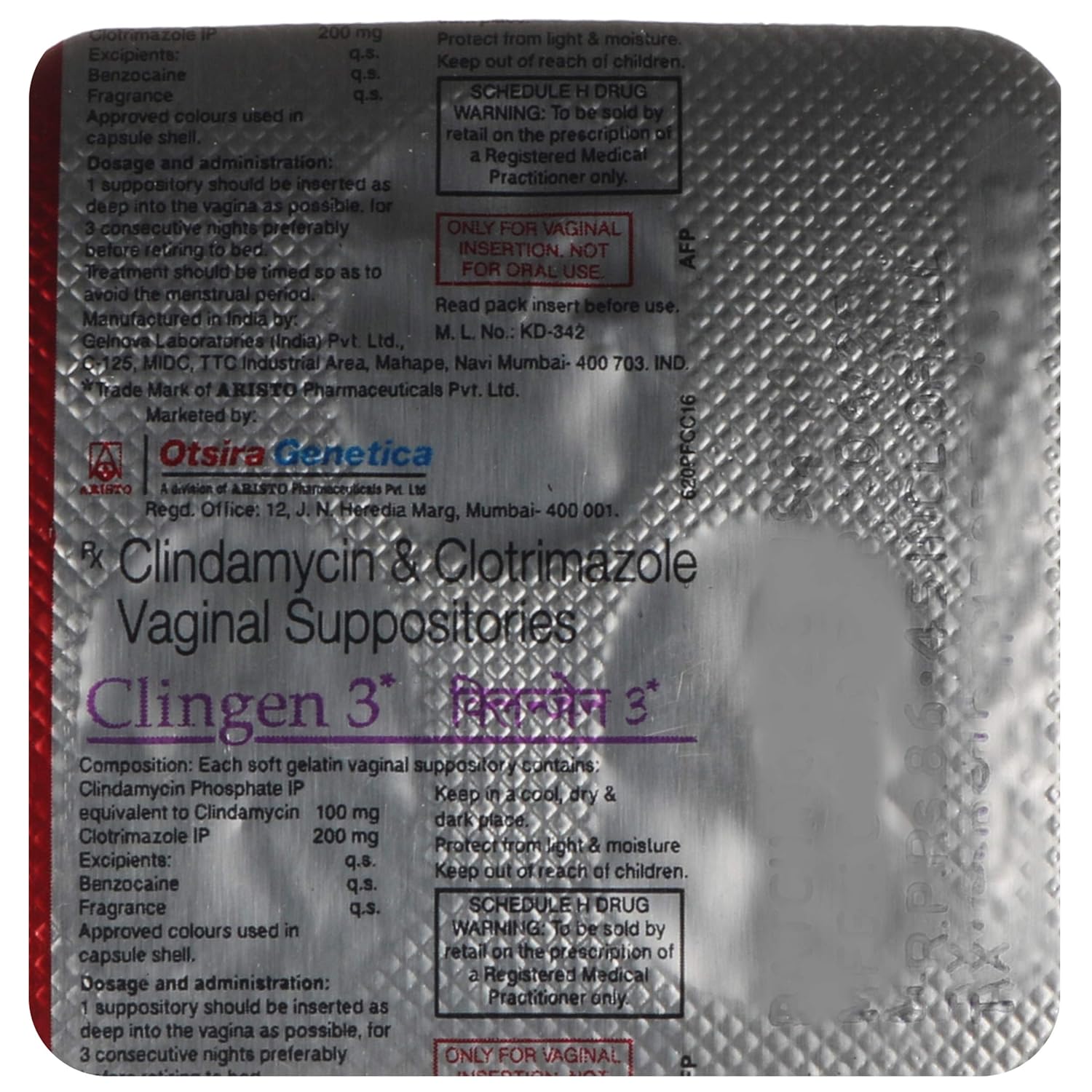 Clingen 3 - Strip of 3 Suppositories - Image 2