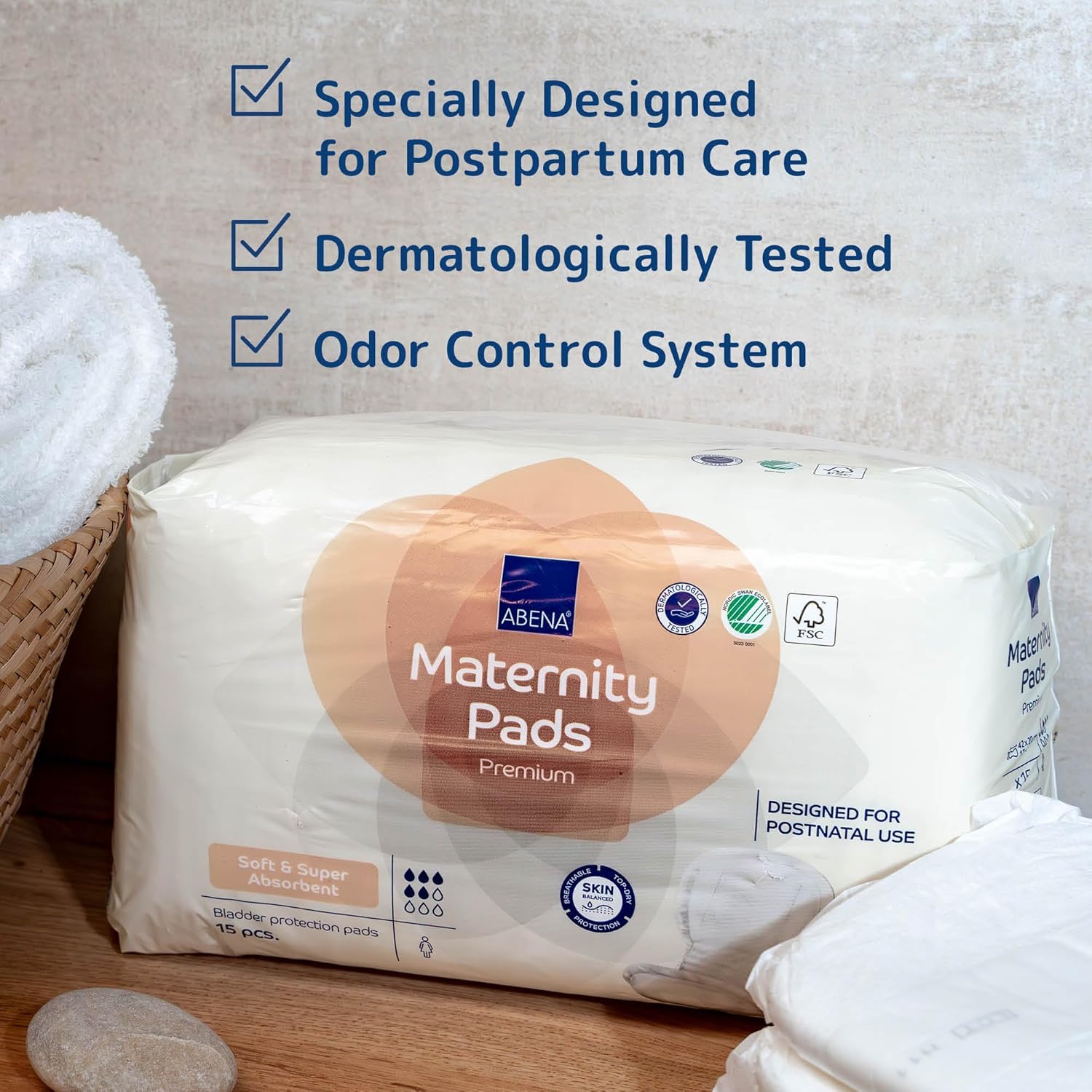 Abena Premium Maternity Pads for Women Super Absorption, Soft Disposable Pads, Breathable and Skin Friendly for After-Delivery Incontinence, Postpartum Essentials, Maternity Pads After Birth, 15 Count - Image 4