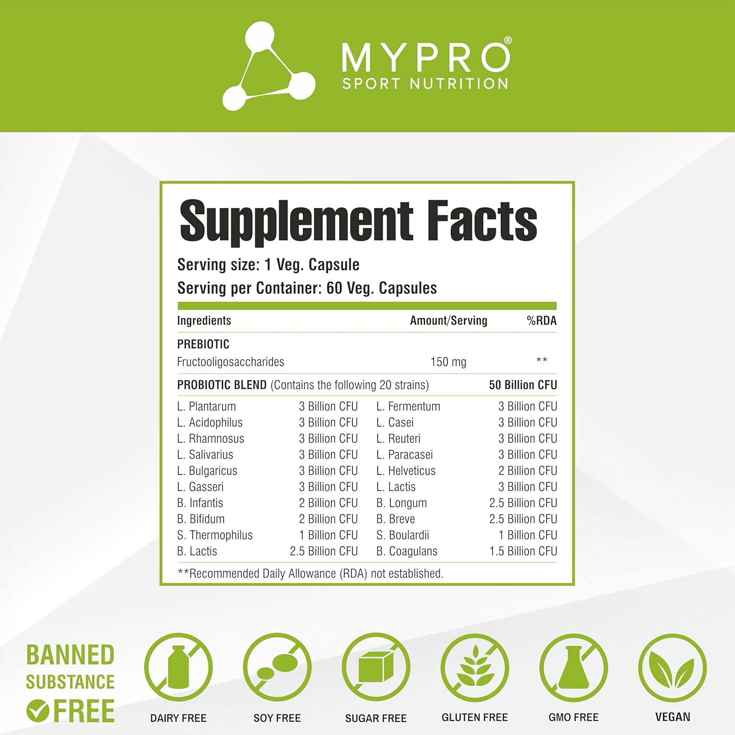 Mypro Sport Nutrition Probiotics Supplement 30 Billion FC Multi Strain Formula For Daily Probiotic Support Improves GI Immunity Helps To Maintain Healthy Digestive System For Men & Women 60-Capsules - Image 8