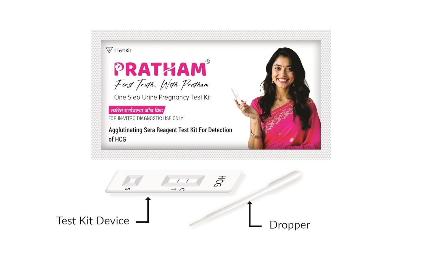PRATHAM® Pregnancy Test Kit | Accurate Results within 5 Minutes | One Step Urine HCG Pregnancy Hormone Detection Kit for Women at Home | Pack of 1 - Image 2